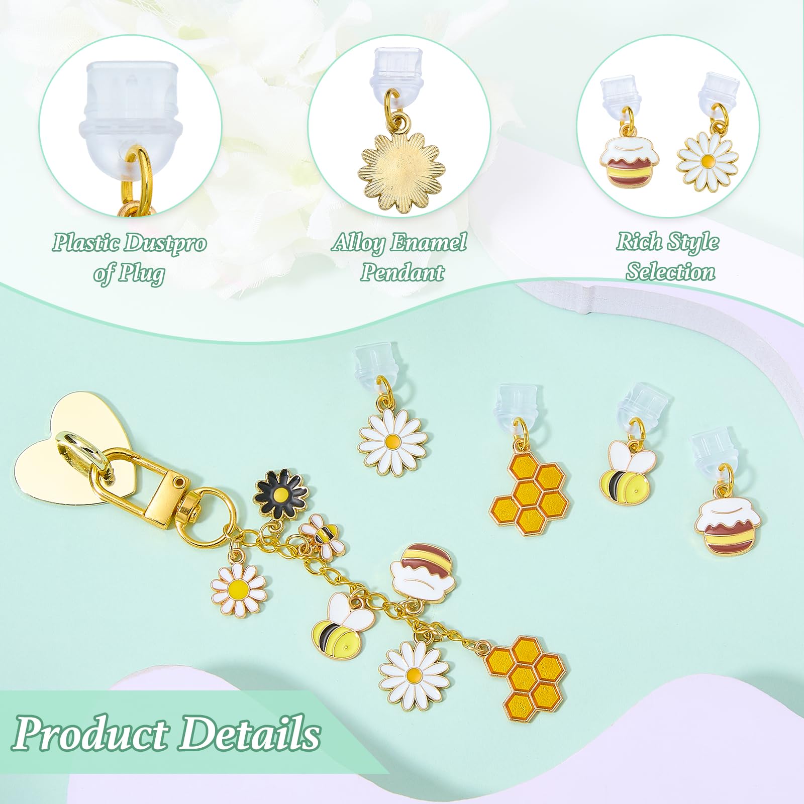 Pendentif de téléphone portable avec bouchon anti-poussière USB C assorti