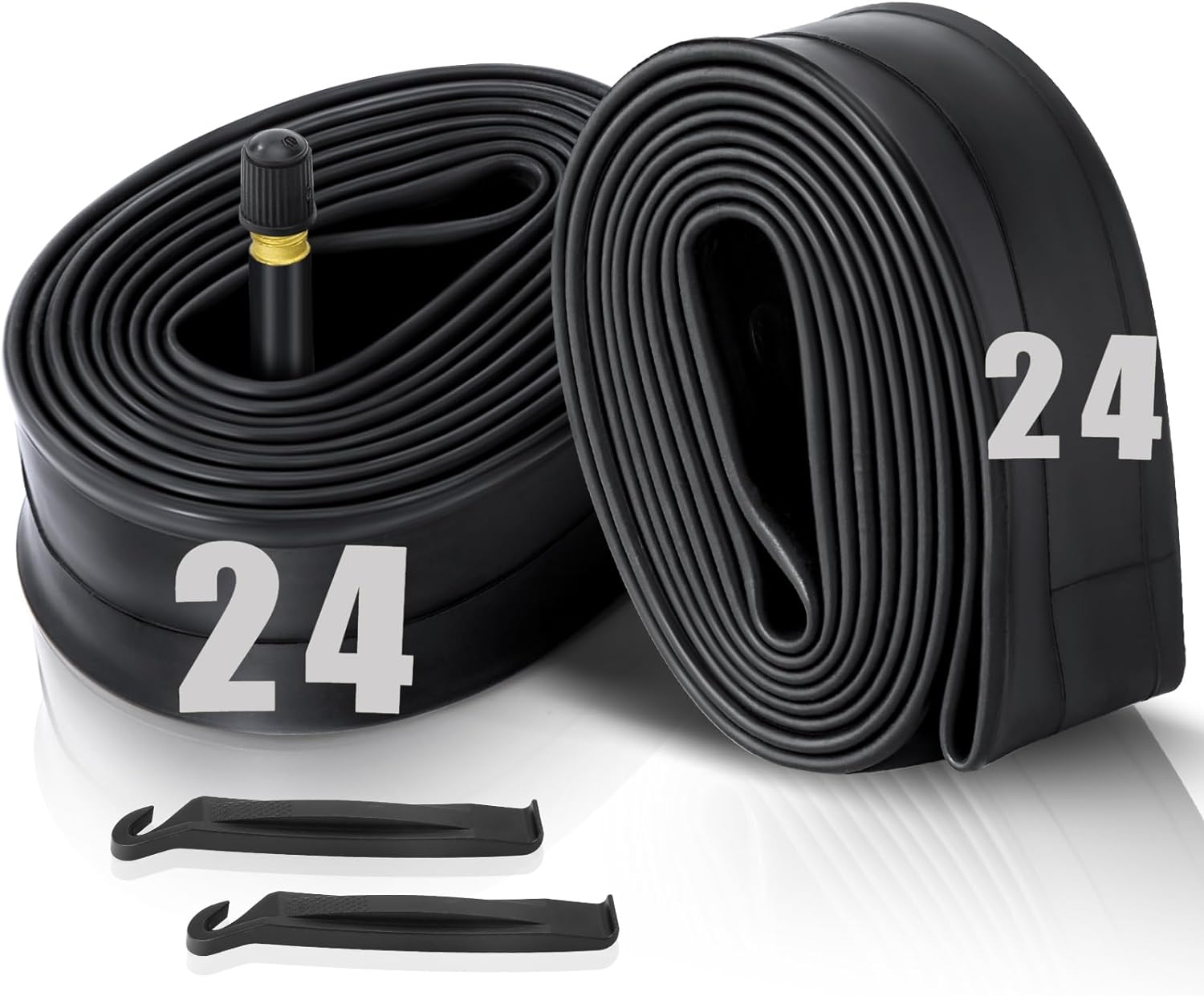 2 Pack 12"/14"/16"/18"/ 20"/ 22"/24"/ 26"/27.5"/28"/29" x1.75/1.95/2.10/2.125 Bicycle Tube with 2 Tire Levers, with 32mm AV Schrader Valve, Reliable Inner Tube for Kids/Road/MTB Bike (2 of One Size) 24" X 1.75/2.125 (2pack)