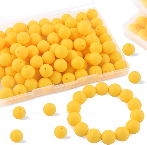 Sunrony 70 cuentas de silicona, cuentas de silicona de 0.59 pulgadas para hacer llaveros, cuentas focales de silicona sueltas de goma para kit de