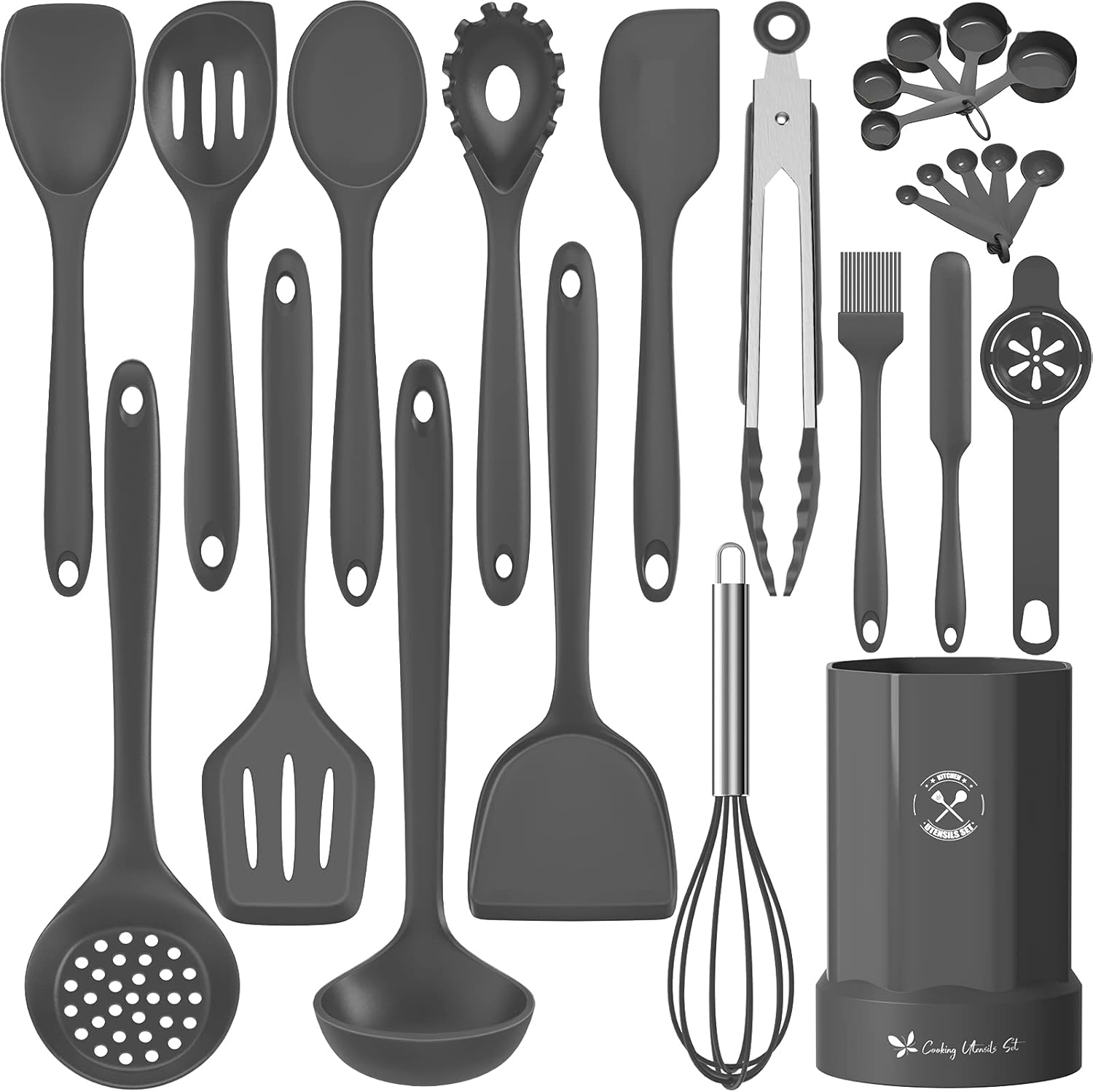 Silicone Kitchen Cooking Utensil Set, Fungun 25 Pcs Kitchen Utensils with Spatula, Spoon, Turner Tongs, Heat Resistant Kitchen Gadgets Tools Set for Nonstick Cookware Black (Dishwasher, BPA Free) : Home & Kitchen