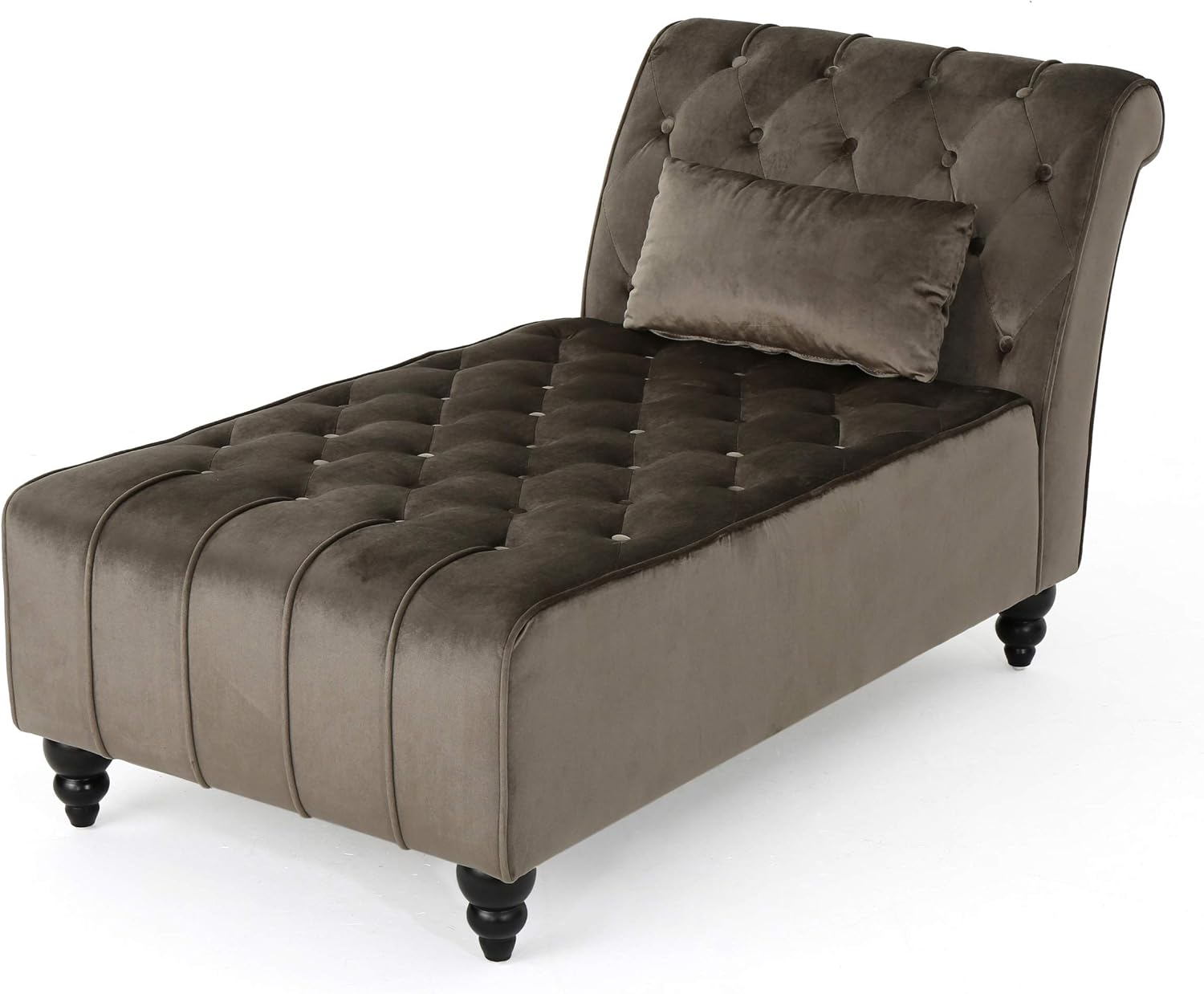 Christopher Knight Home Rubie Velvet Chaise, Grey 54D x 28.5W x 30.25H in