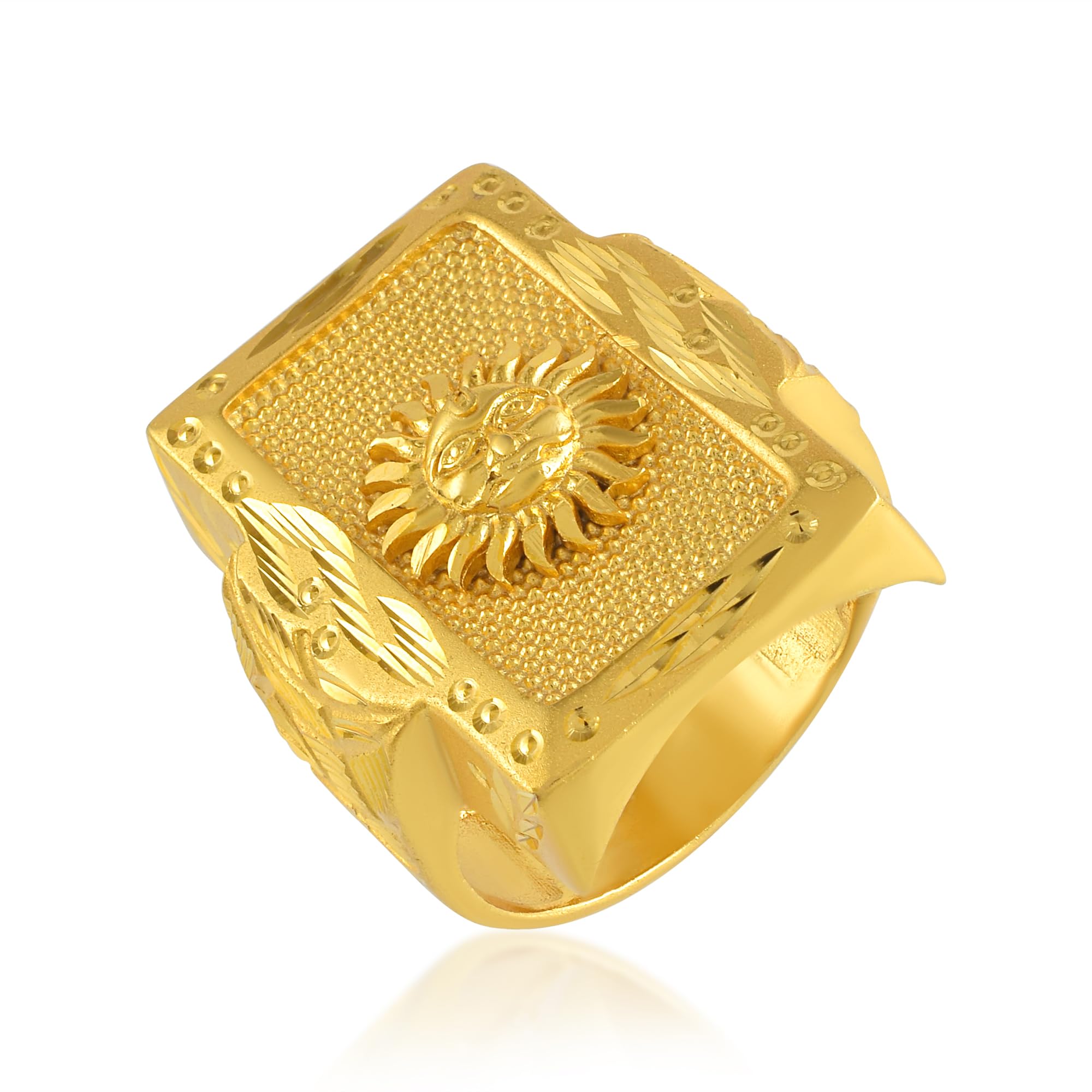 memoir Brass Micron 1 Gram Gold Sun finger ring Men fashion jewellery spiritual (ORSV1076)-picture-37