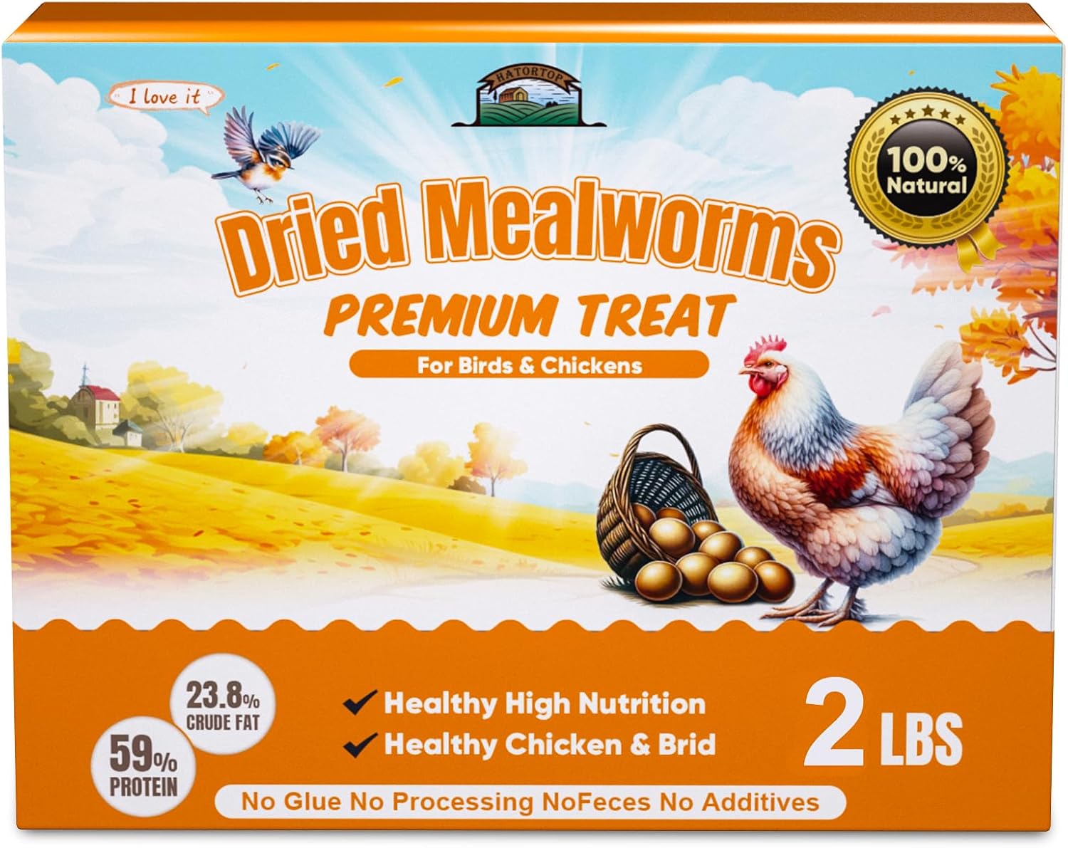 2LB Mealworms for Chickens Bulk – Non GMO High Calcium Dried Meal Worms for Wild Birds,Turkeys, Reptiles Food for Laying Hens Worms More Protein Than BSF Larvae for Chickens Treats Grubs