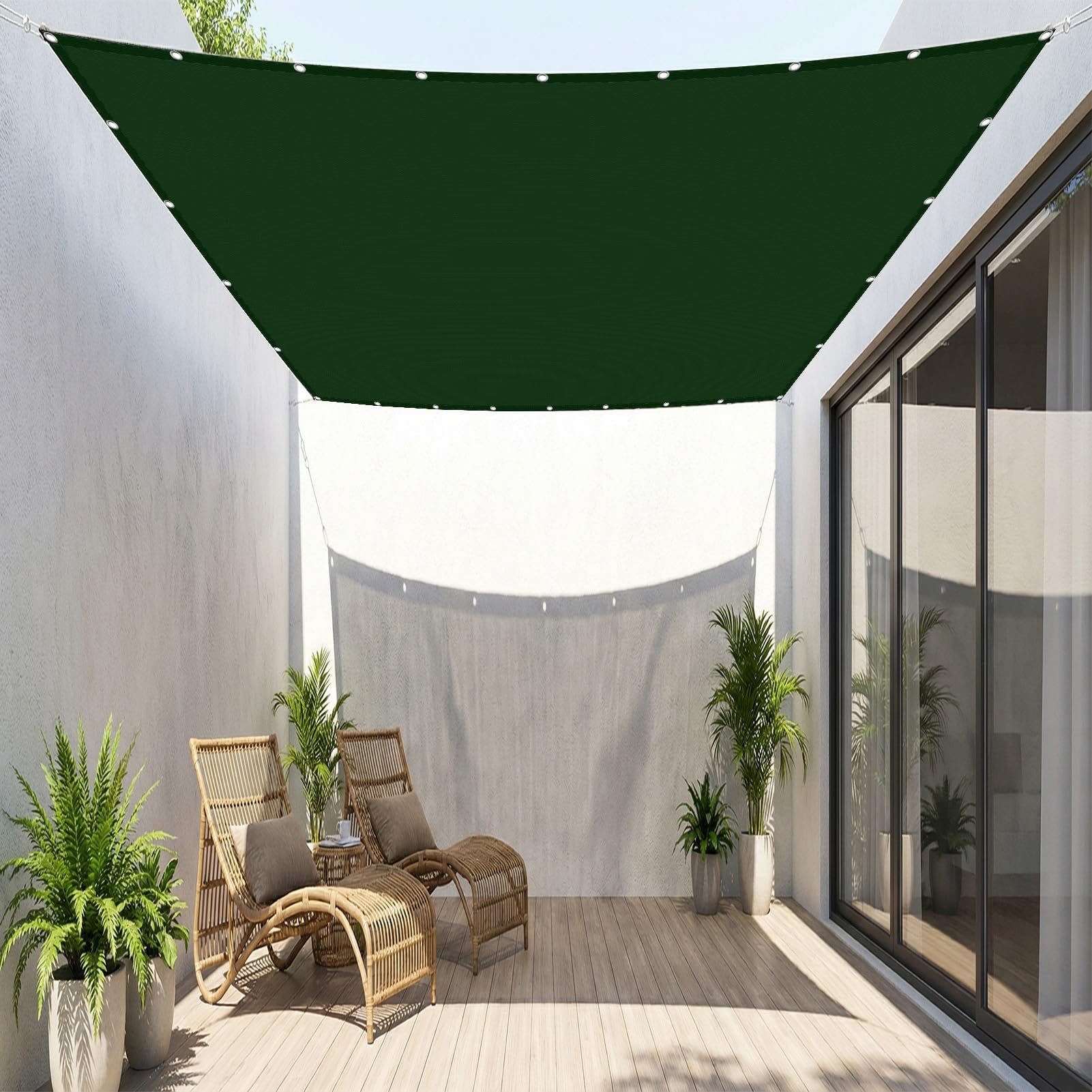 Sun Shade Sail 0.5 x 2.5 m Waterproof 95% UV Block Sunscreen Awning Canopy Privacy Protection Sun Shades for Party Pergola Balcony, Dark Green