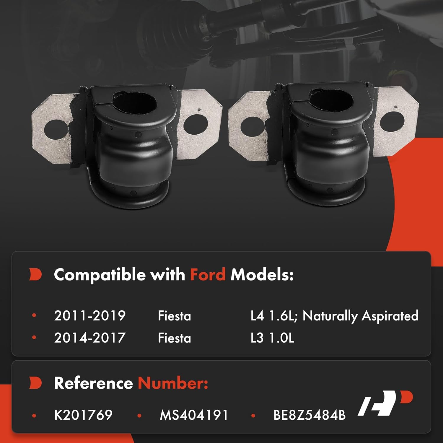 A-Premium 2 x Front To Frame Sway Bar Bushing Kit, Compatible with Ford Fiesta 2011-2019