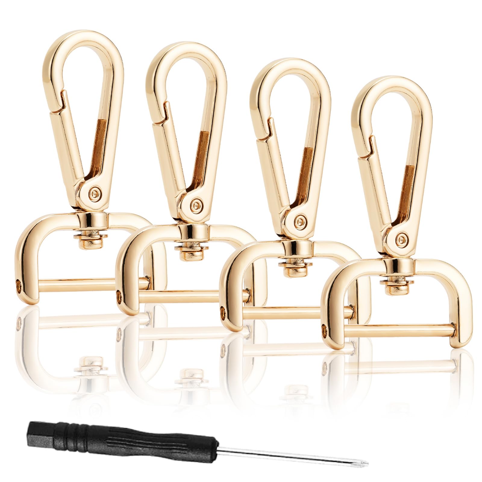 QIUTIMIY 4PCS Detachable Snap Hook Swivel Clasp with Screw Bar,Multiple Sizes Hardware Replacement for Bag Strap(Gold,3.2cm)