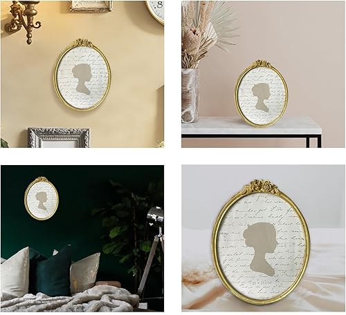 Miniatura 4 de Sunlit Marco de fotos vintage de 8 x 10 pulgadas, marcos de fotos ovalados antiguos con parte frontal de cristal, pantalla de fotos de lujo, colgar