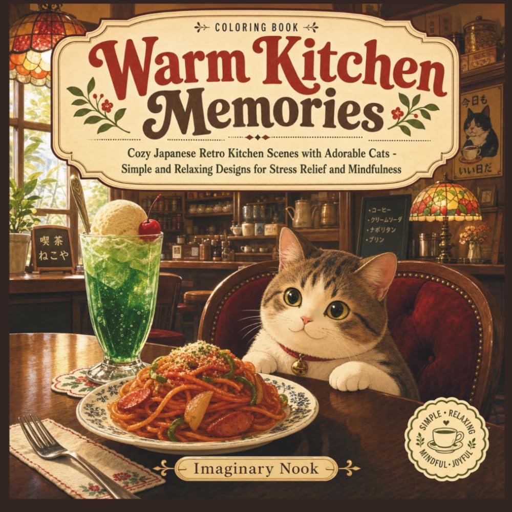 Warm Kitchen Memories: Cozy Japanese Retro Kitchen Scenes with Adorable Cats Simple and Relaxing Designs for Stress Relief and Mindfulness (Imaginary Nook)