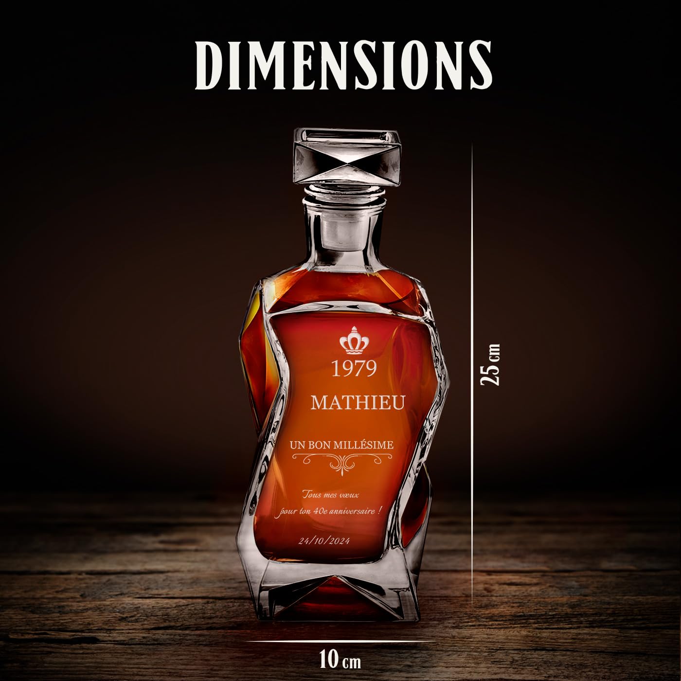Maverton Décanteur à Whisky gravé - Carafe en verre - Carafe Whiskey - cadeau personnalisé - Idee cadeau homme - Cadeaux anniversaire homme avec personnalisation - Cadeau Noel - Millésime