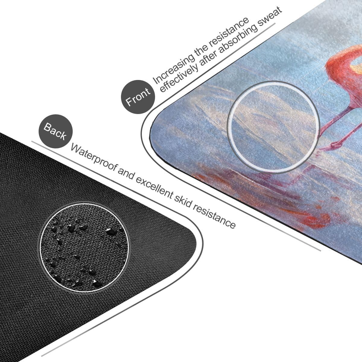 ALAZA Two Cute Flamingos Walking in The Water Swirls Yoga Mat Non Slip Fitness Exercise Mat, Workout Mat for Yoga, Pilates and Floor Exercises