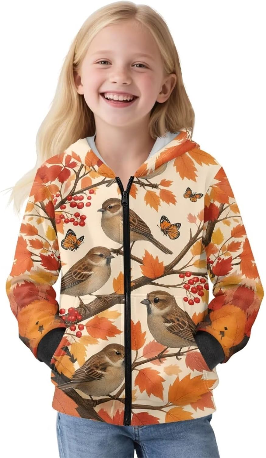 Girls Zip Up Hoodies Cropped Sweatshirts Long Sleeve Jackets with Pockets Kids Tops Clothes for Winter 6-16