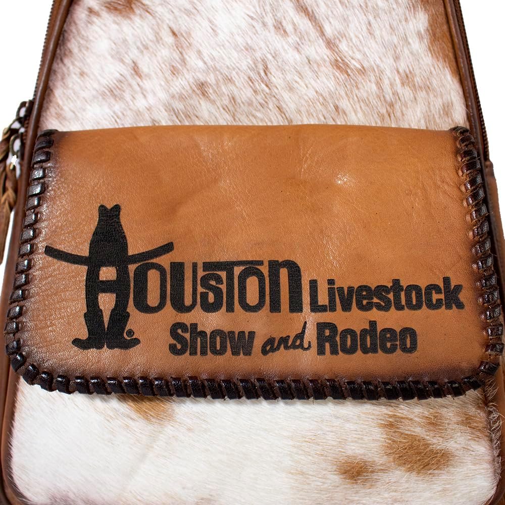 American Darling Pecan Rodeo Genuine Hair-on Leather Backpack Travel Rucksack | Houston Livestock Show and Rodeo