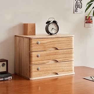 Caja de almacenamiento de escritorio de madera con cerradura y cajones, pequeño archivador de oficina en casa para nización de datos (color: B Tamaño: 3 cajones)