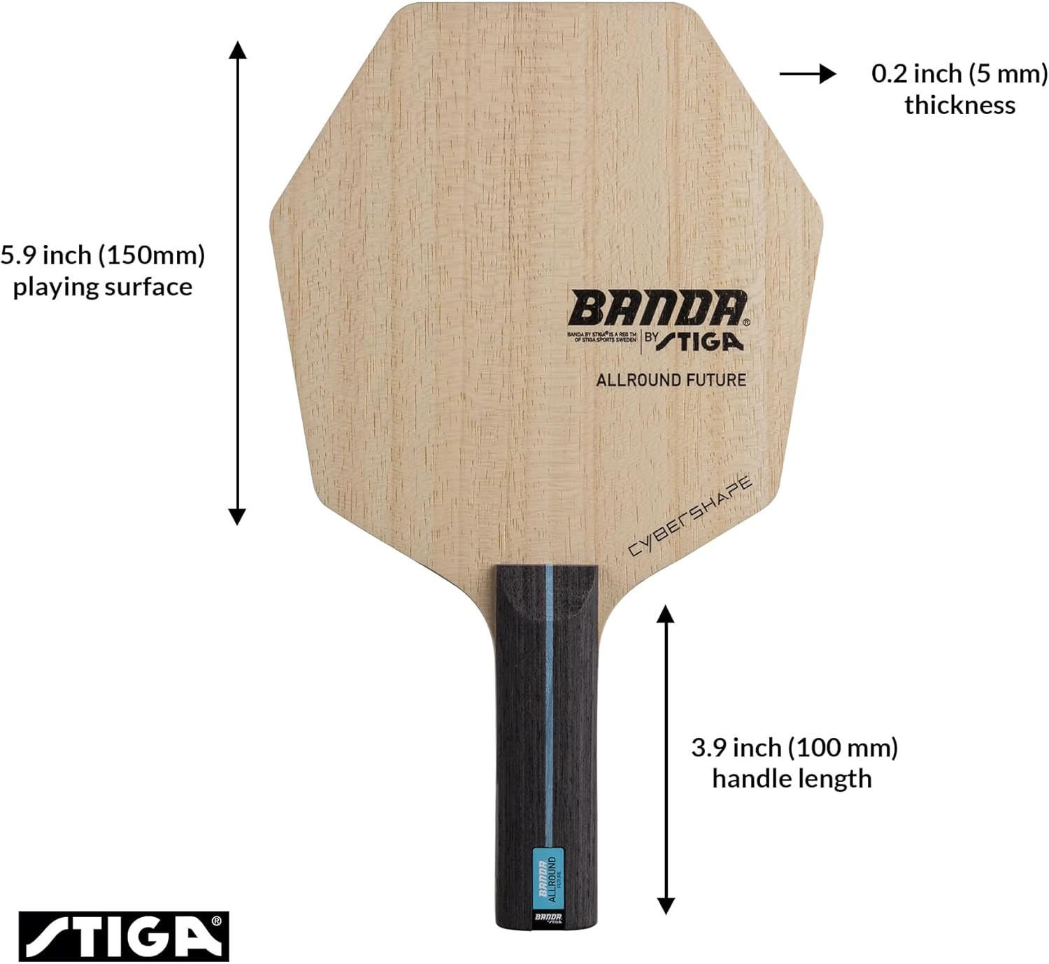 STIGA Banda Allround Future Cybershape blade with dimensions