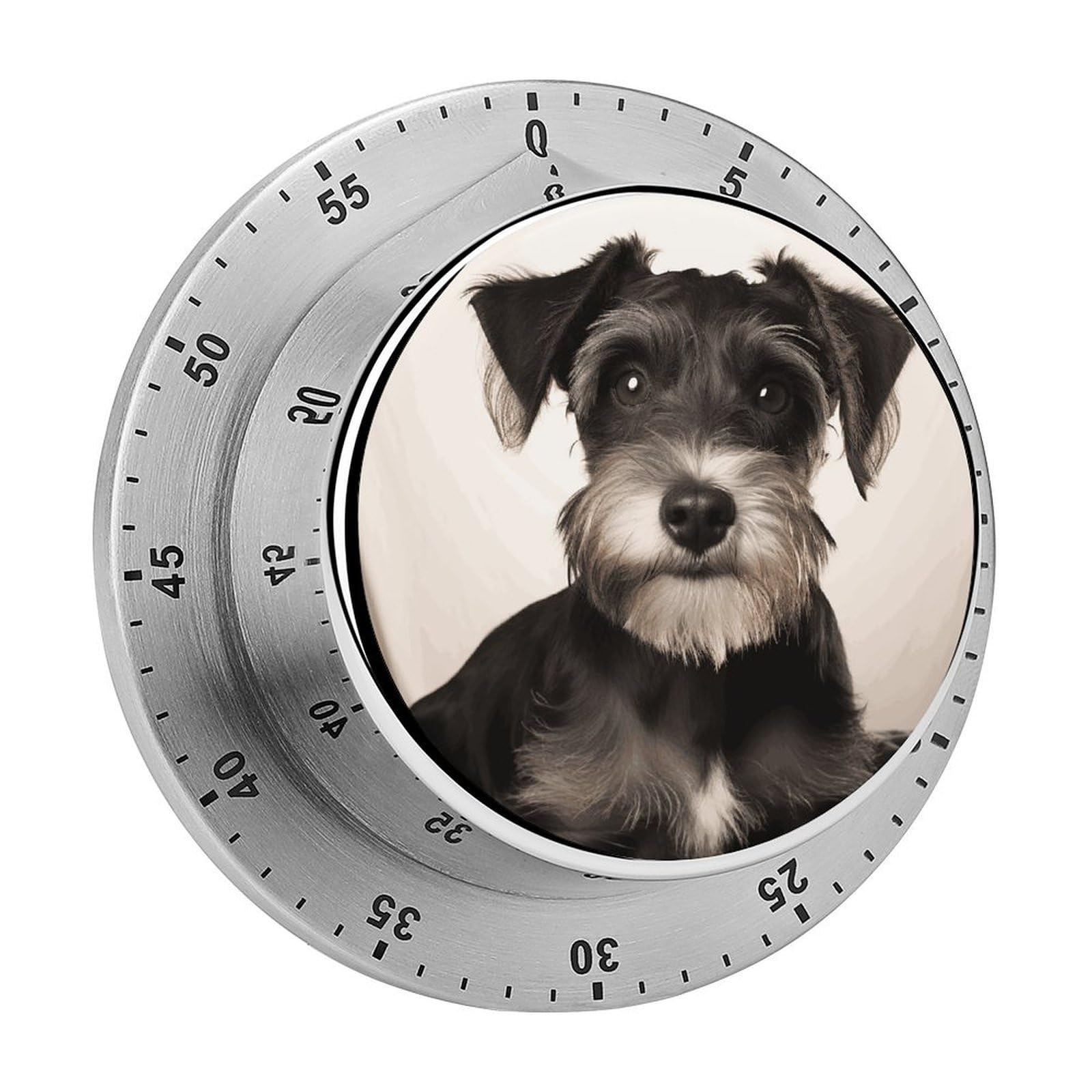 Cute Schnauzer Visual Timer Cute Desk Timers No Batteries Required Magnetic Indoor Countdown Timers Loud Alarm Exquisite Manual Time Timer Clock for Gift