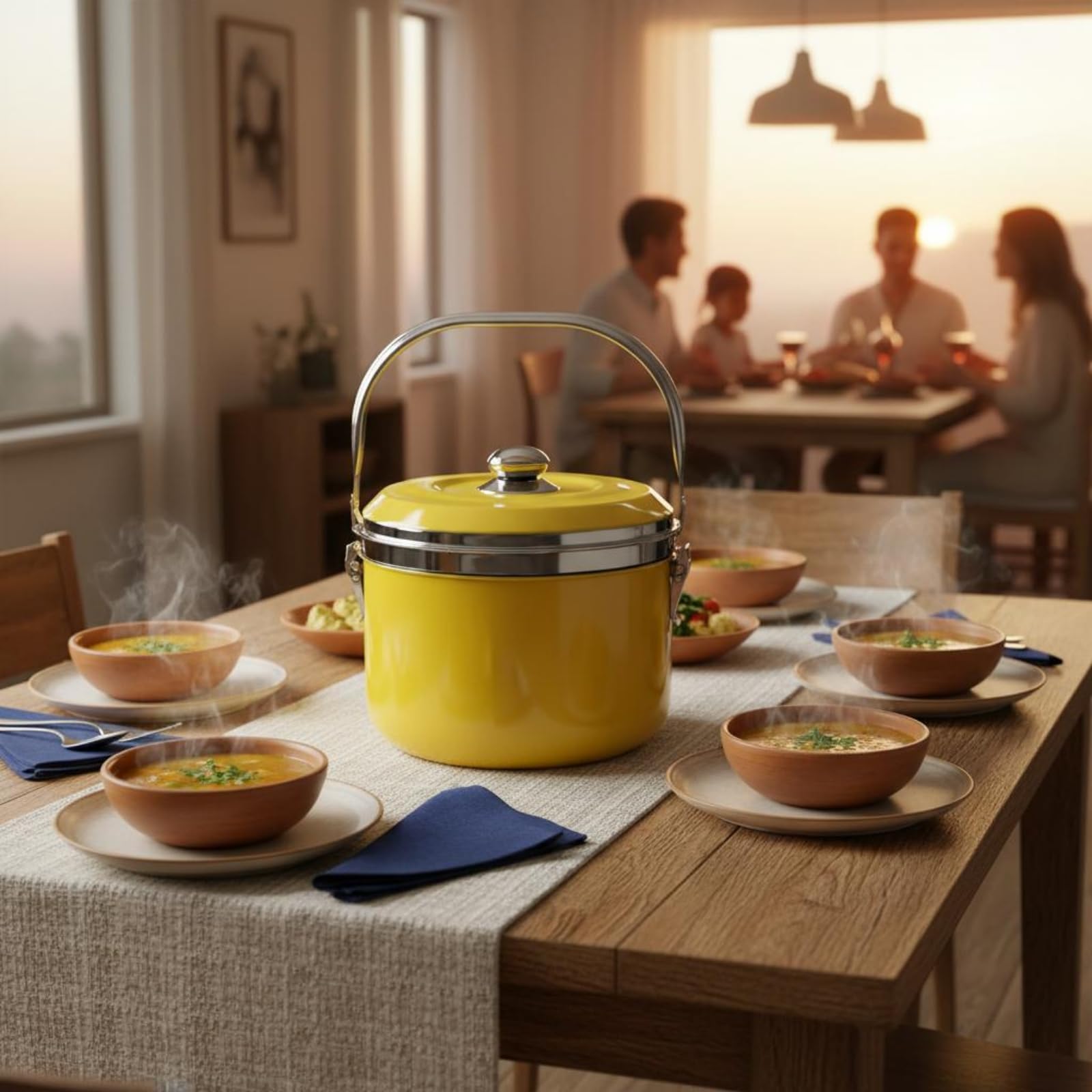 Pentola Termica Pentola a Cottura Pentola Isolante Contenitore Termico Pentola da Stufato con Tenuta Del Calore E Coperchio Doppio per Servire Pasti, Giallo, 9 L