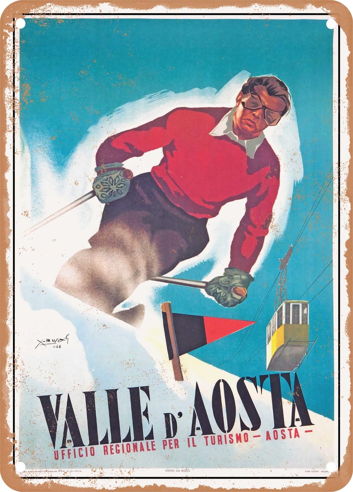 Miaomansenstore Metal Sign - 1949 Aosta Valley Vintage Ad Home Decor