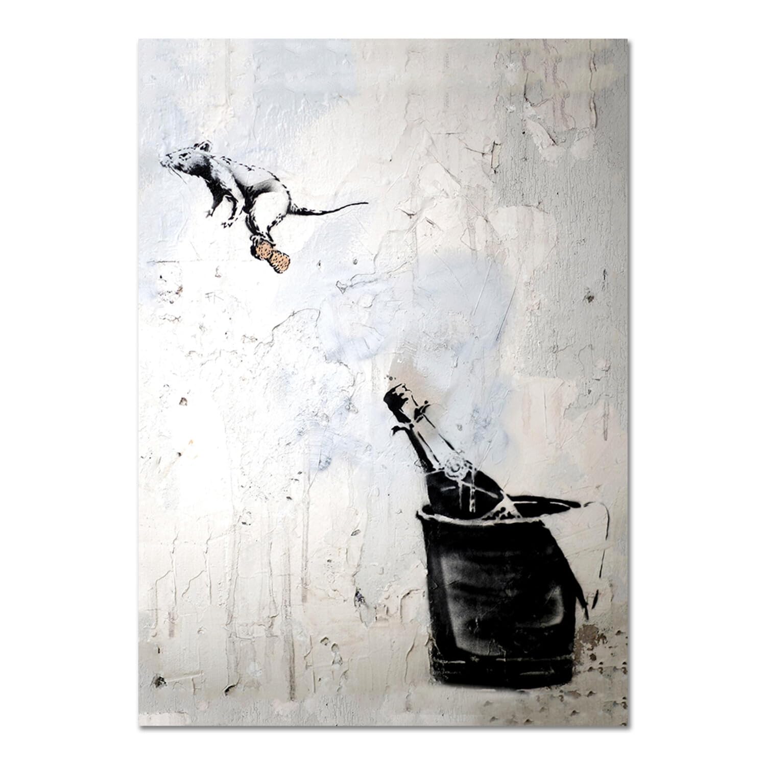 Banksy Maus auf dem Flaschenverschluss Acrylglas Gemälde 70x100 Moderne Kunst