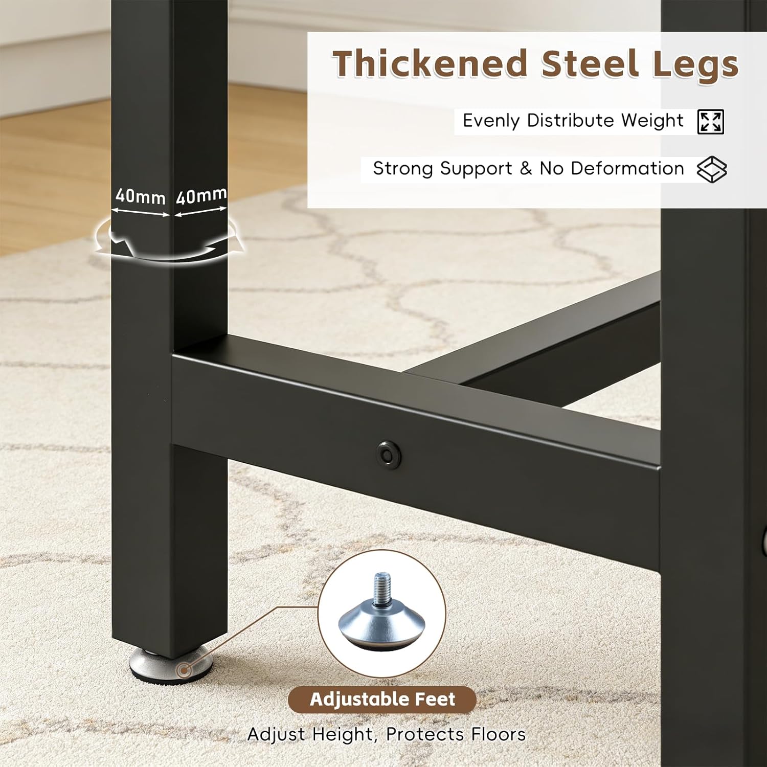 Bar Table, Industrial Style Kitchen Dining Counter Height Table, Rectangular High Top Pub Table with Sturdy Metal Legs for Small Space, Living Room, Coffee Shop