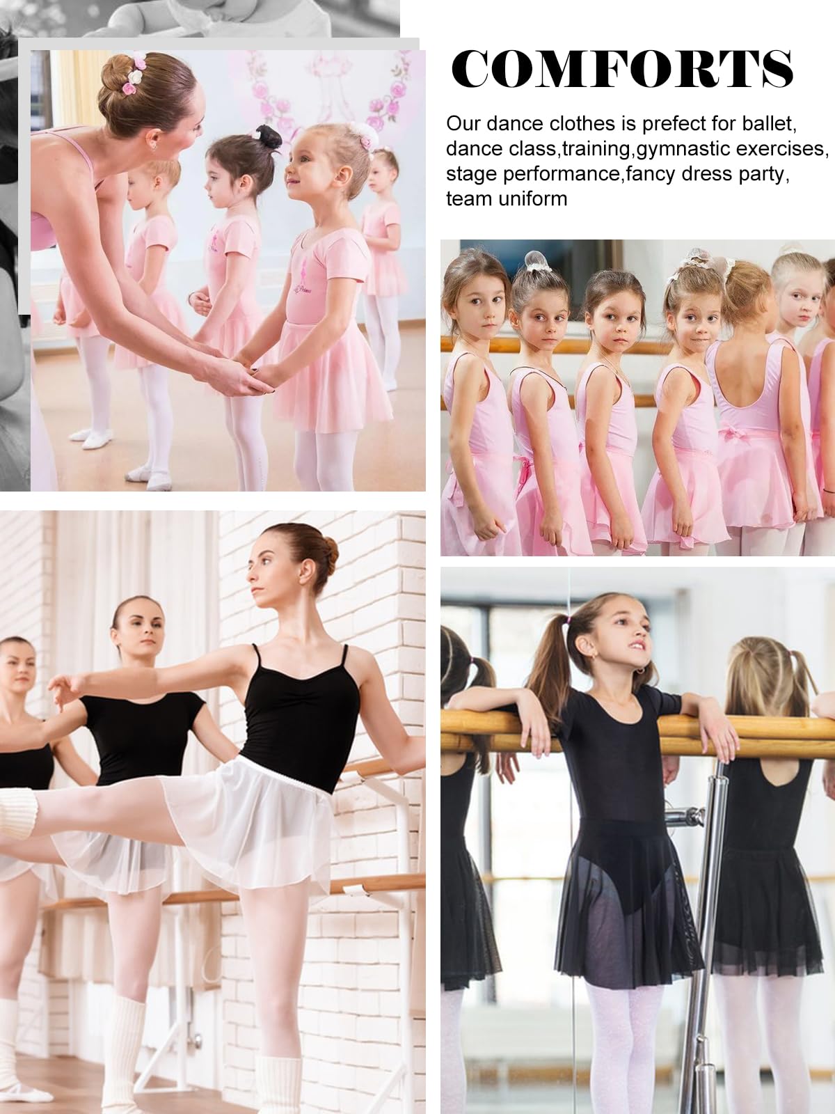 Falda de Danza Cruzada de Ballet Corta de Gasa con Cintura Elástica para Niña