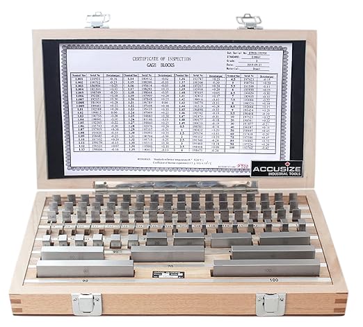 Accusize Industrial Tools 87 Pc Metric Gage Block Set, Grade 2, DIN861 German Standard with MFG's Certificate, 0087-2160