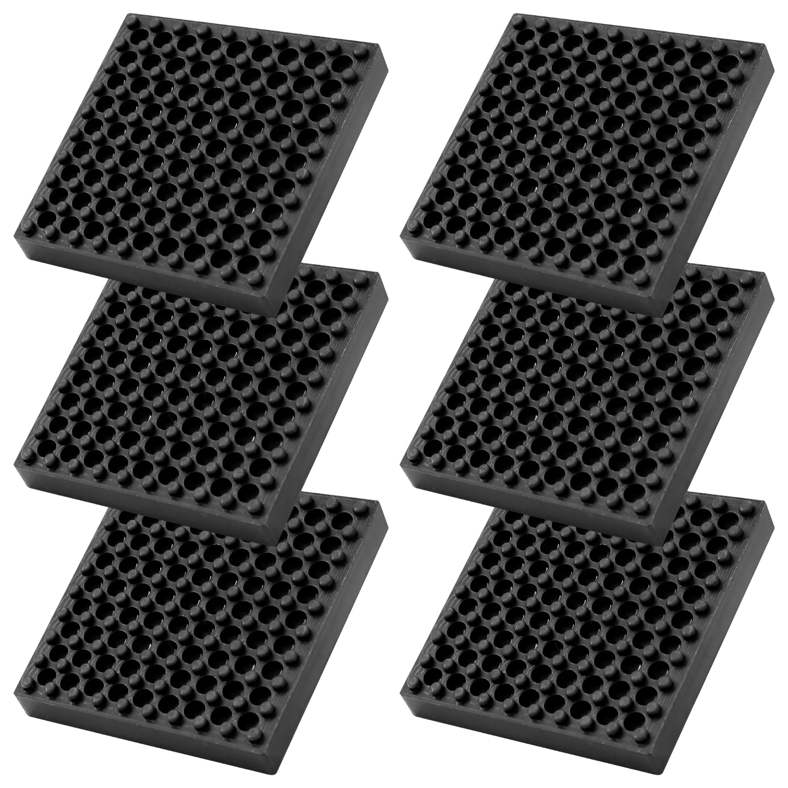 6 szt. maty do sprzętu do ćwiczeń, 10,2 x 10,2 x 2 cm, gumowe podkładki tłumiące wibracje, antypoślizgowe stacjonarne maty do maszyn rowerowych, do bieżni, maszyn do ćwiczeń, ciężkich maszyn