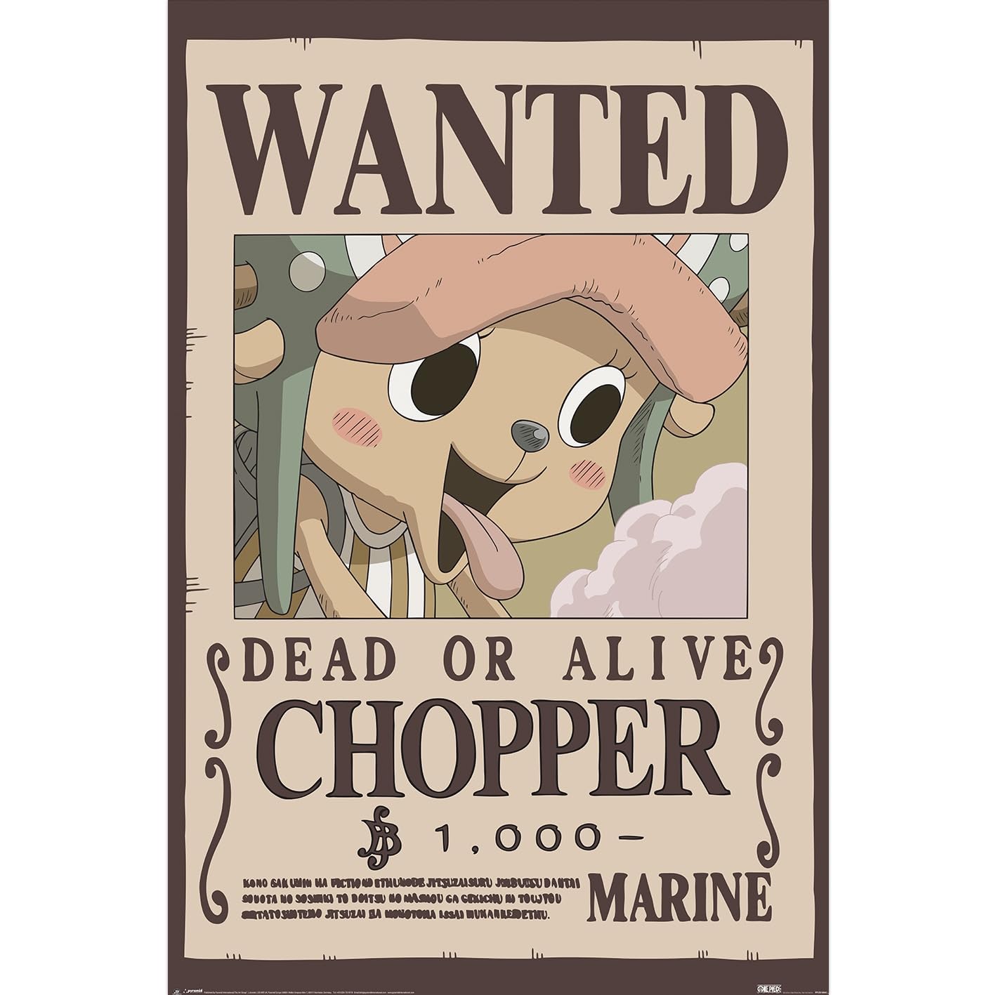 Pyramid International One Piece (Wanted Chopper) Maxi Poster, Premium Wall Art 90x60cm, Officially Licensed