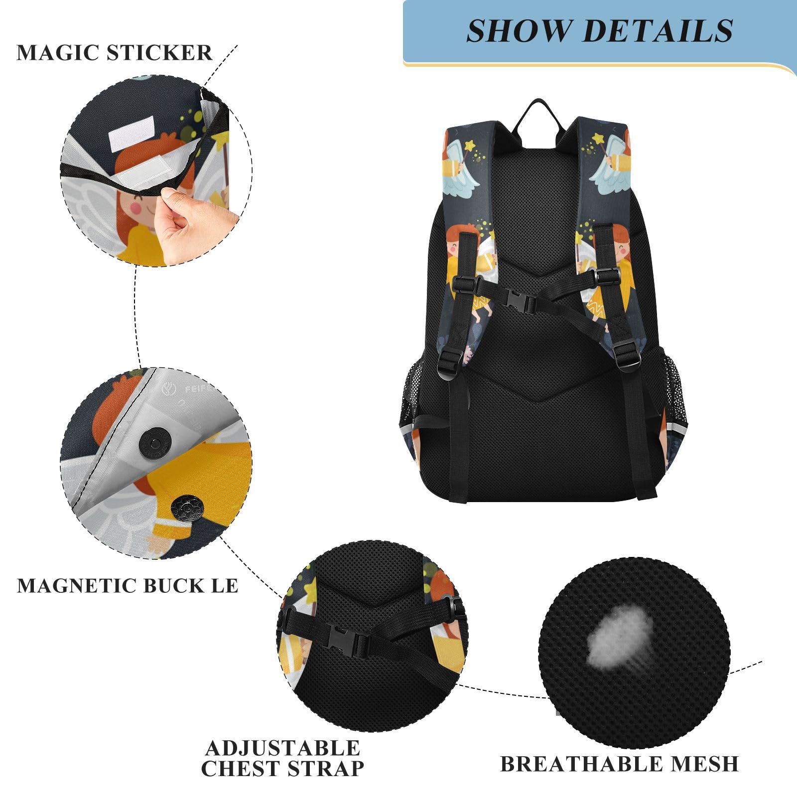 Vnurnrn Kleine Biene, Engel Schulter Rucksack Kinderrucksack Für Schule Mädchen Jungs Büchertasche Schülerrucksack mit Laptop Rucksäcke