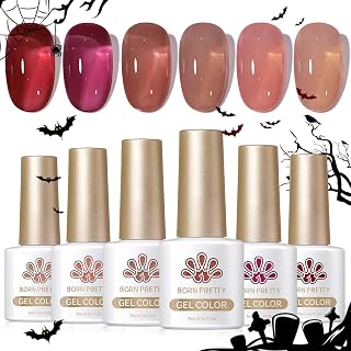 Born Pretty Jelly Burgundy Gel Nail Polish Fall Winter Jelly Blood Wine Red Brown Nude Purple Halloween Translucent Sheer Gel Polish Set Nail Art Varnish Manicure 6PCS