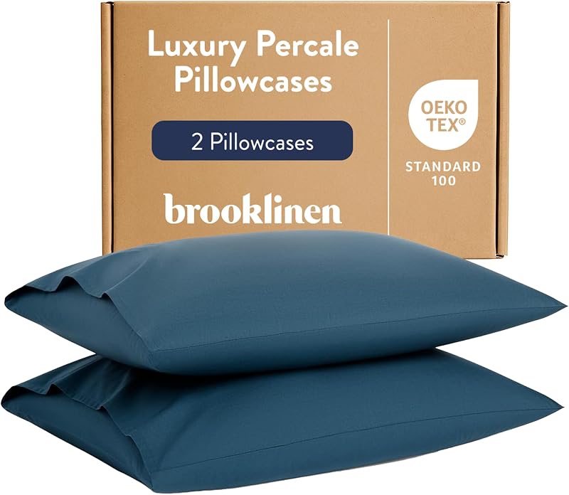 Sateen Pillowcase Set Hotel-Quality Luxury - Standard, Abyss | Set of 2 silky 100% cotton sateen pillowcases with a smooth, breathable finish; envelope closure keeps pillows tucked.