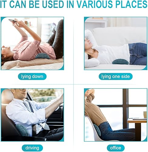 Miniatura 7 de Almohada de apoyo lumbar para silla de oficina, almohada lumbar de espuma viscoelástica para alivio del dolor de espalda baja - negro (azul)