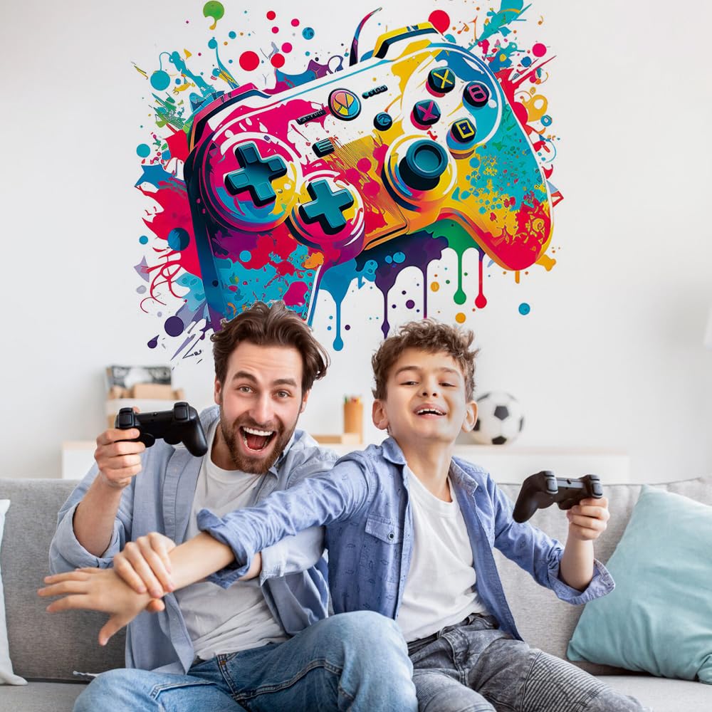 milaosk Gaming Wall Stickers 3D Colorful Gaming Wallpaper Gamepad Art Poster Pictures Controller Video Gamer Wall Sticker for Teenagers Boys Bedroom Accessories Decor - Image 3