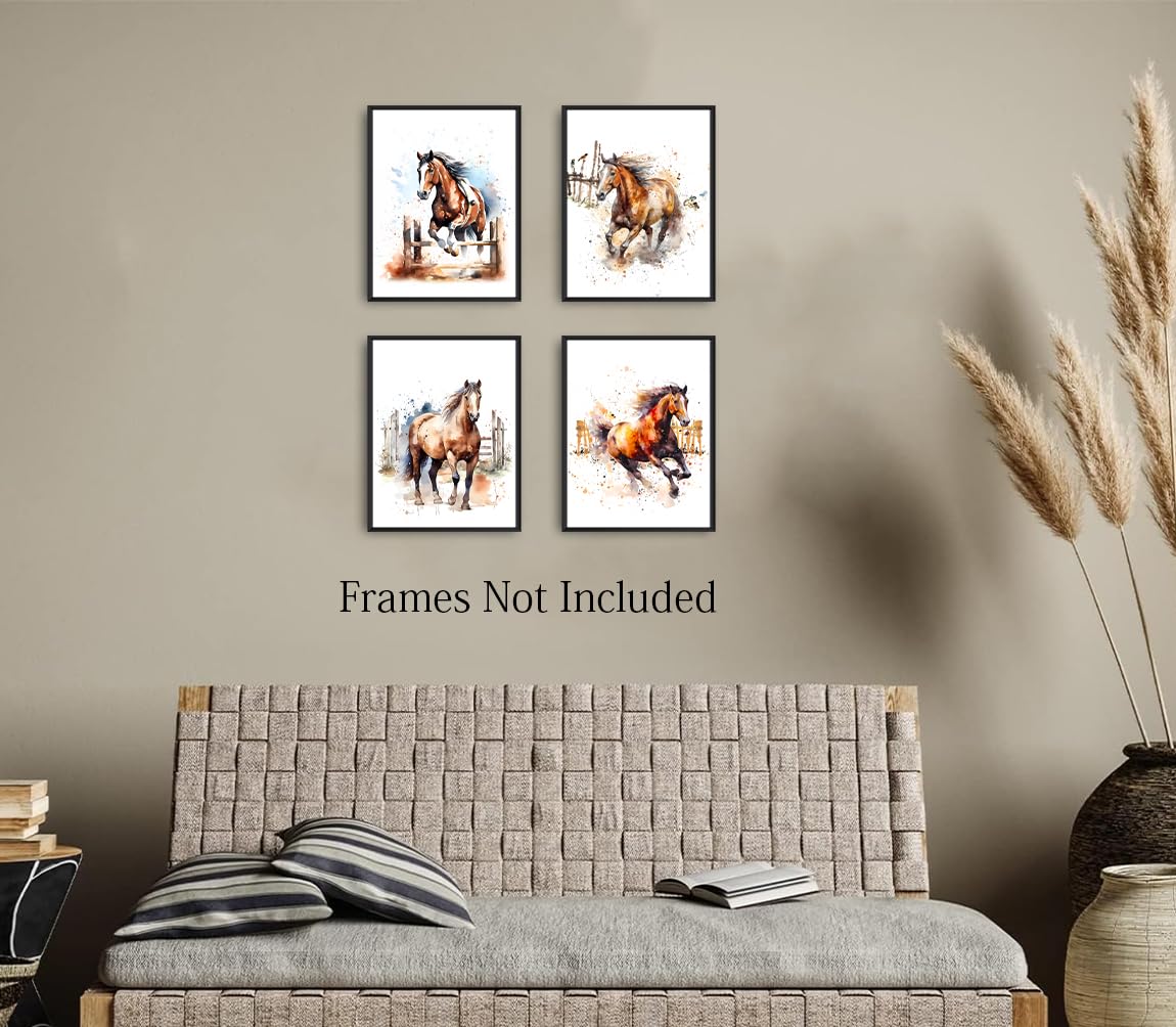 Yihui Arts Leinwandbild Pferd - Rustikales Gemälde In Creme, Beige, Weiß, Braun Für Bauernhaus-Deko
