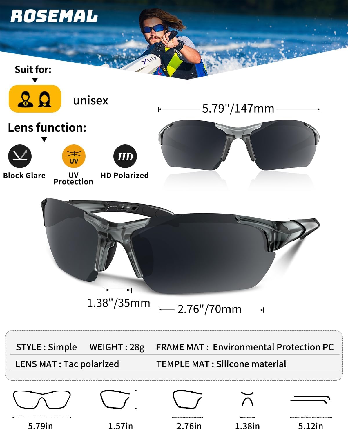 Polarized Sports Sunglasses for Men Women Youth Baseball Running Cycling Driving Fishing Tennis Golf Motor TAC UV400 TR90 - Image 6