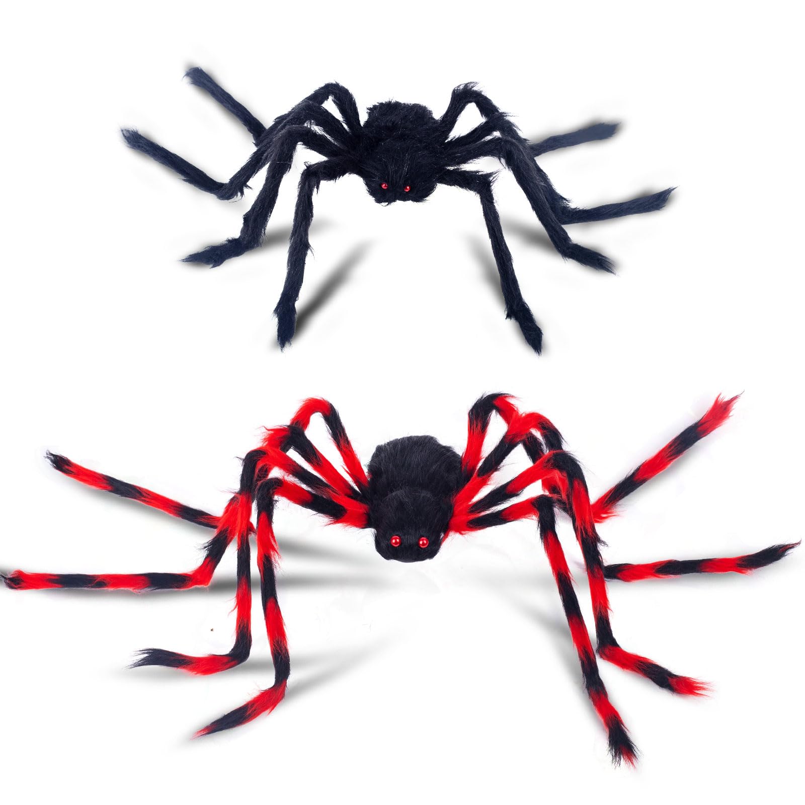 Araignée géante Halloween ZSYIULIA décorations poilues rouge et noir