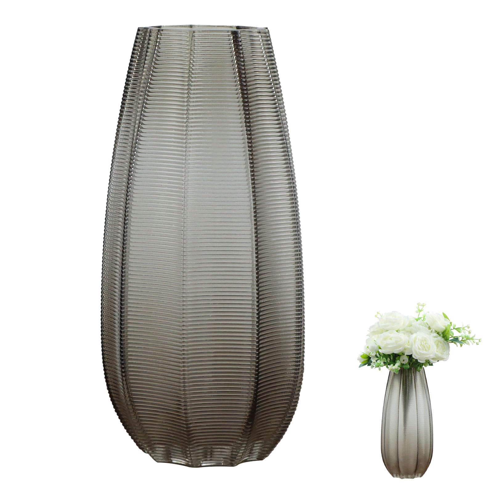 QEEYON Glasvase Glas Blumenvase 28cm Hoch,Kreative gestreift