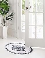 Vista 4 de Unique Loom Timeless Collection - Alfombra de área - Thomas (2' x 3' 1" ovalada, negro y blanco/gris)