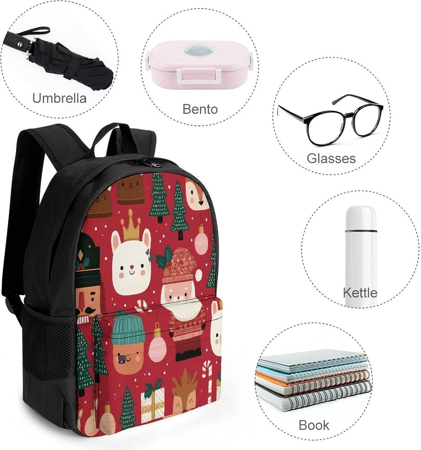 Christmas Character Pattern Backpack Lightweight Backpacks Work Bag