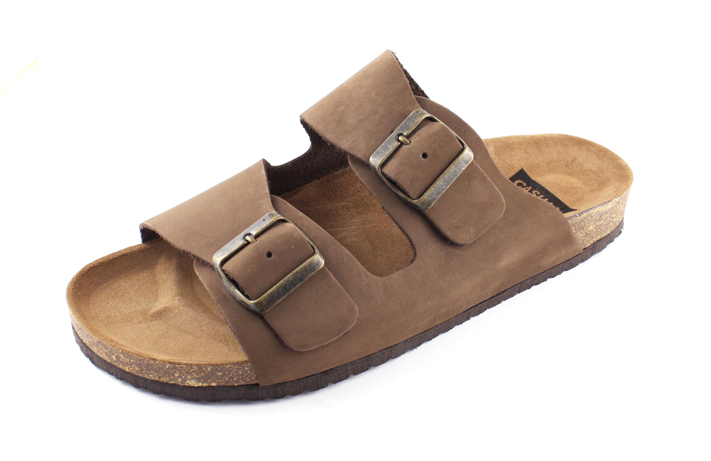 Casual Sandali da uomo in pelle nabuk con suola in sughero e suola in sughero, realizzati in Spagna, marrone, 47 EU