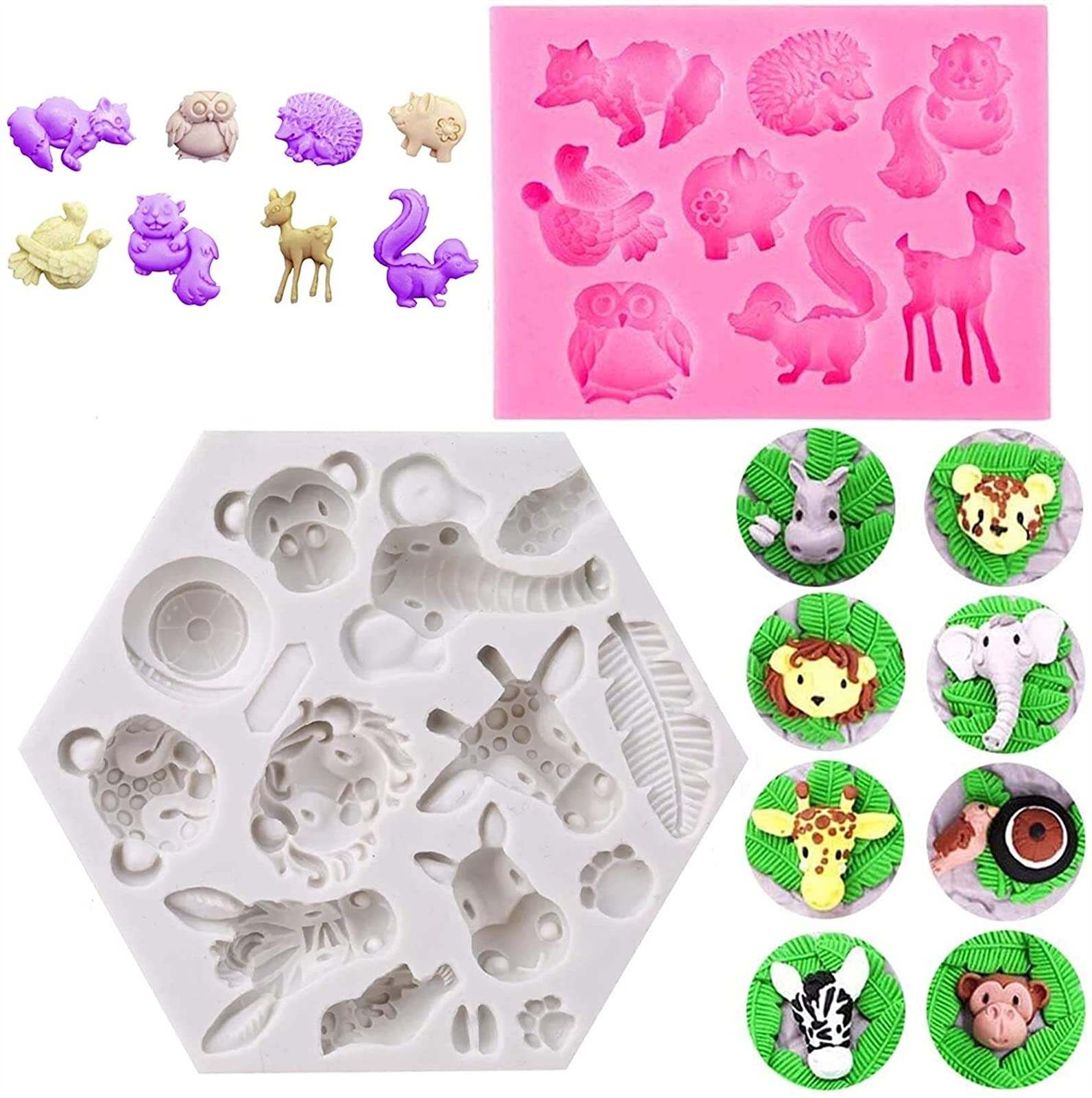 Moule fondant zoo et forêt en silicone pour gâteau, chocolat et savon DIY