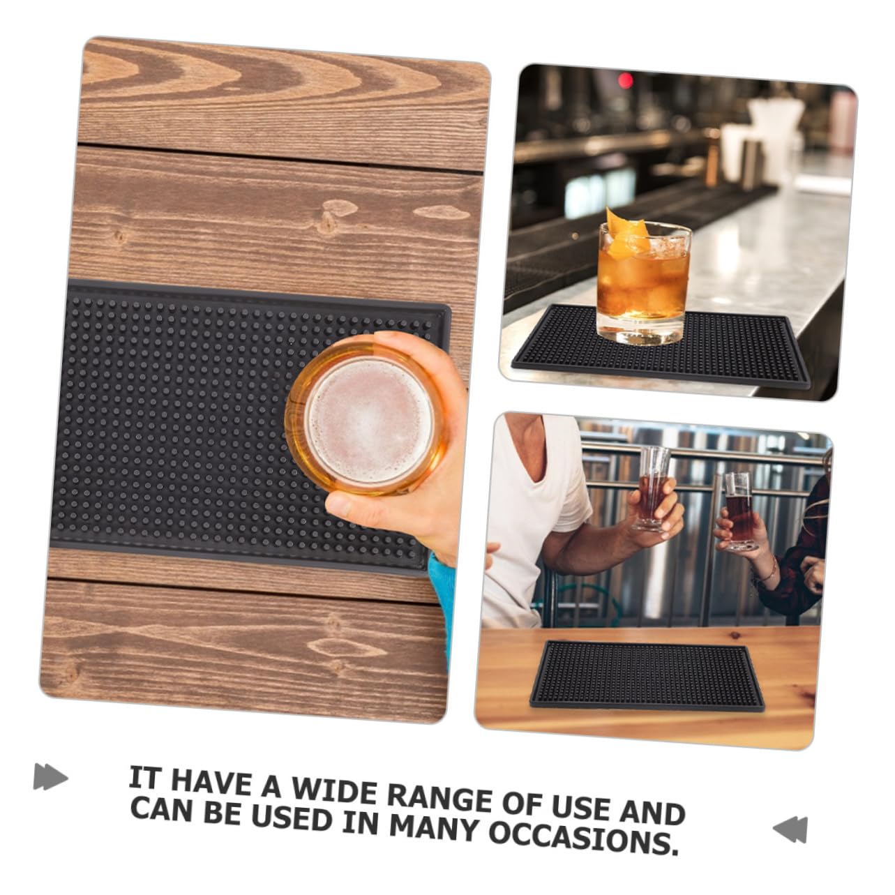 Tappetino da Bancone da Bar Antiscivolo 2 Pezzi in Pvc Nero