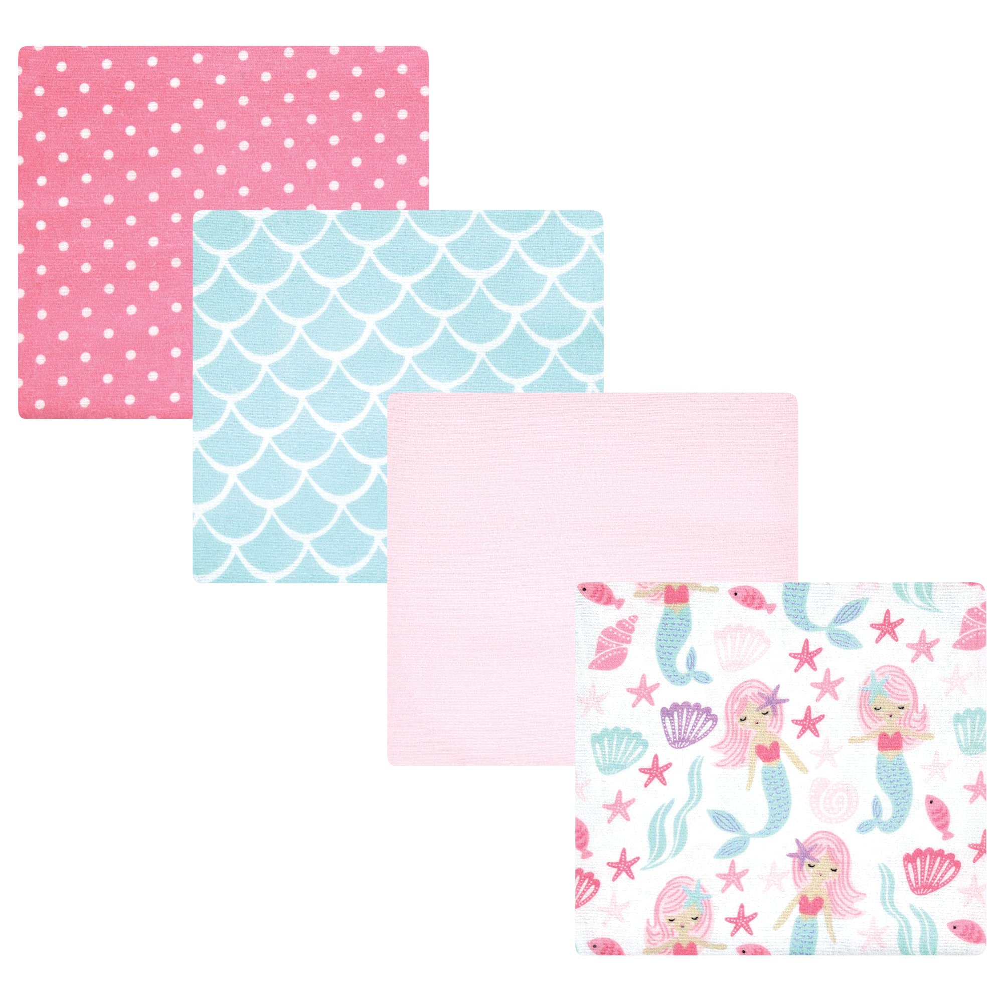 Hudson Baby Unisex Baby Cotton Flannel Receiving Blankets, Mermaid, One Size