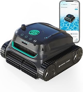 WYBOT S2 Cordless Robotic Pool Cleaner for Inground Pools, 210-240mins Runtime, Smart Navigation, Brushless Motor, Automatic Pool Vacuum with Wall Climbing, Ideal for Pools up to 3300 Sq.ft-Black