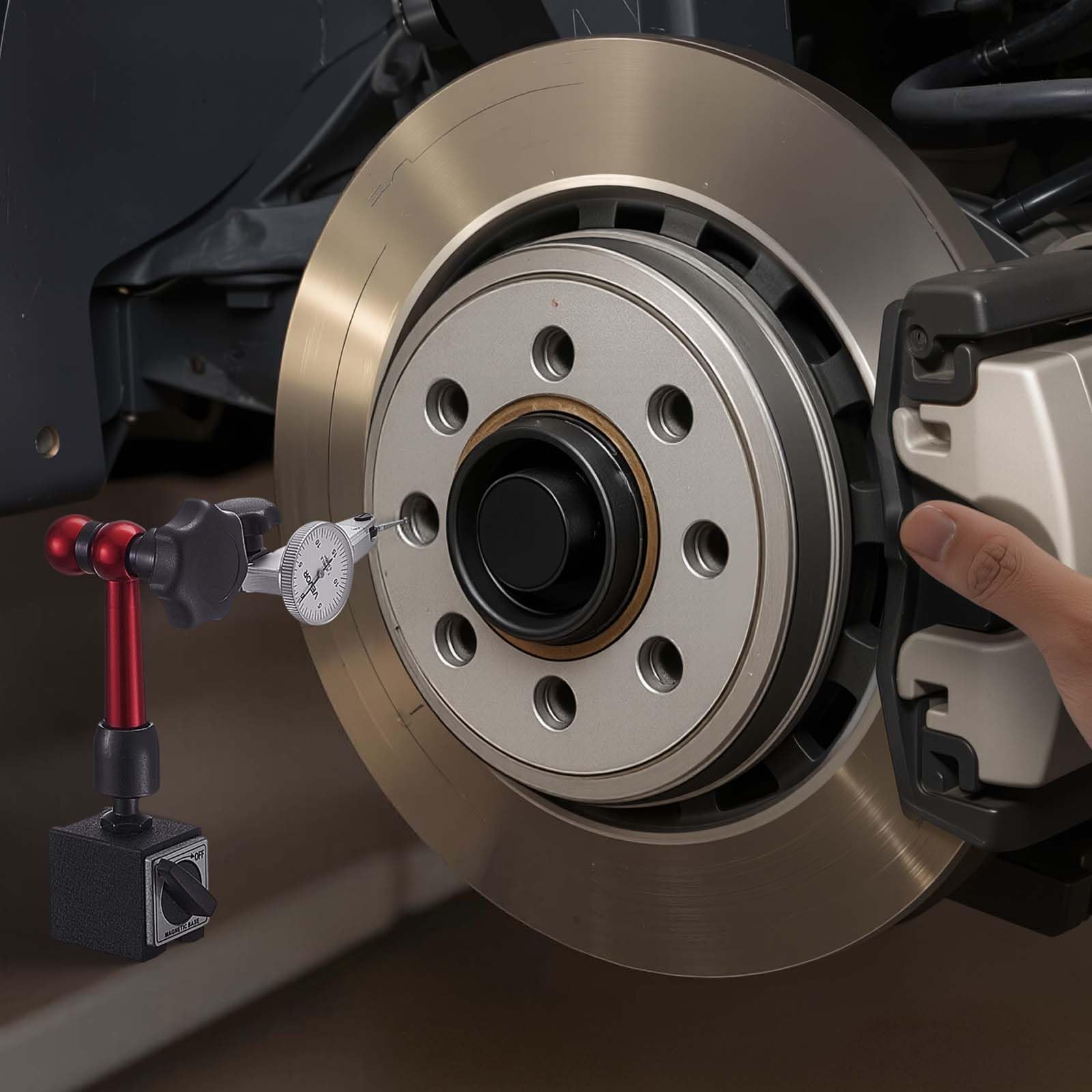 VEVOR Indicador de Cuadrante, con Base Magnética Universal y Estuche, Precisión de 0,01 mm, Rango 0 a 0,76 mm, Agarre de Microesferas, para Mecanizado, Reparaciones o Inspecciones de Laboratorio