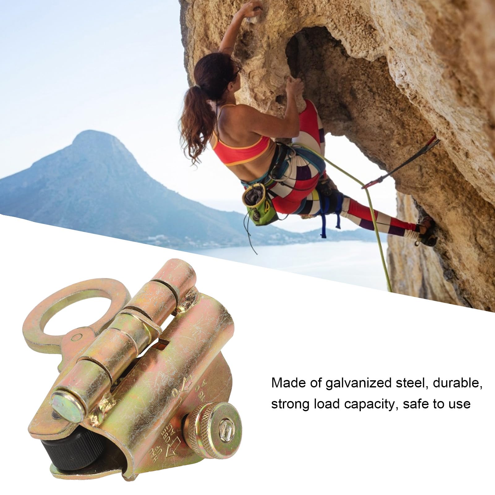 Sunicon Safety Rope Self Locking Device,Safety Rope Self Locking Grab Sturdy Round Hole Easy Adsorption Safety Rope Grab Device for Industrial Equipment (14-16mm)