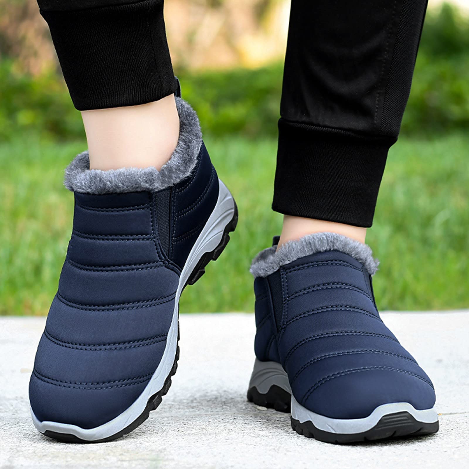 Generisch Winterschuhe Herren Unisex Warm Gefütterte Schneestiefel Wasserdicht Wanderstiefel Weich Rutschfest Thermoschuhe Leicht Warme Wanderschuhe Freizeit Winterstiefel Winter Kurzschaft Stiefel