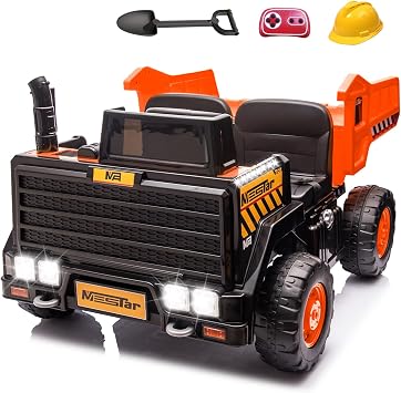 Kidsera 24V Ride On Dump Truck, 24-Inch 2-Seater, Remote Control, Orange