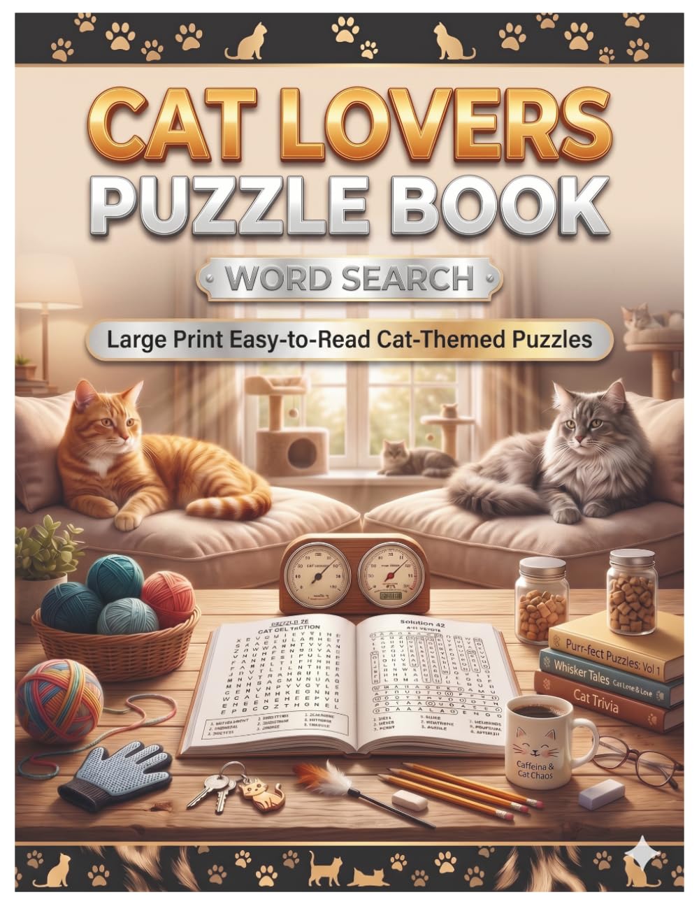 Cat Lovers Puzzle Book: Word Search: Large Print Easy-to-Read Cat-Themed Puzzles