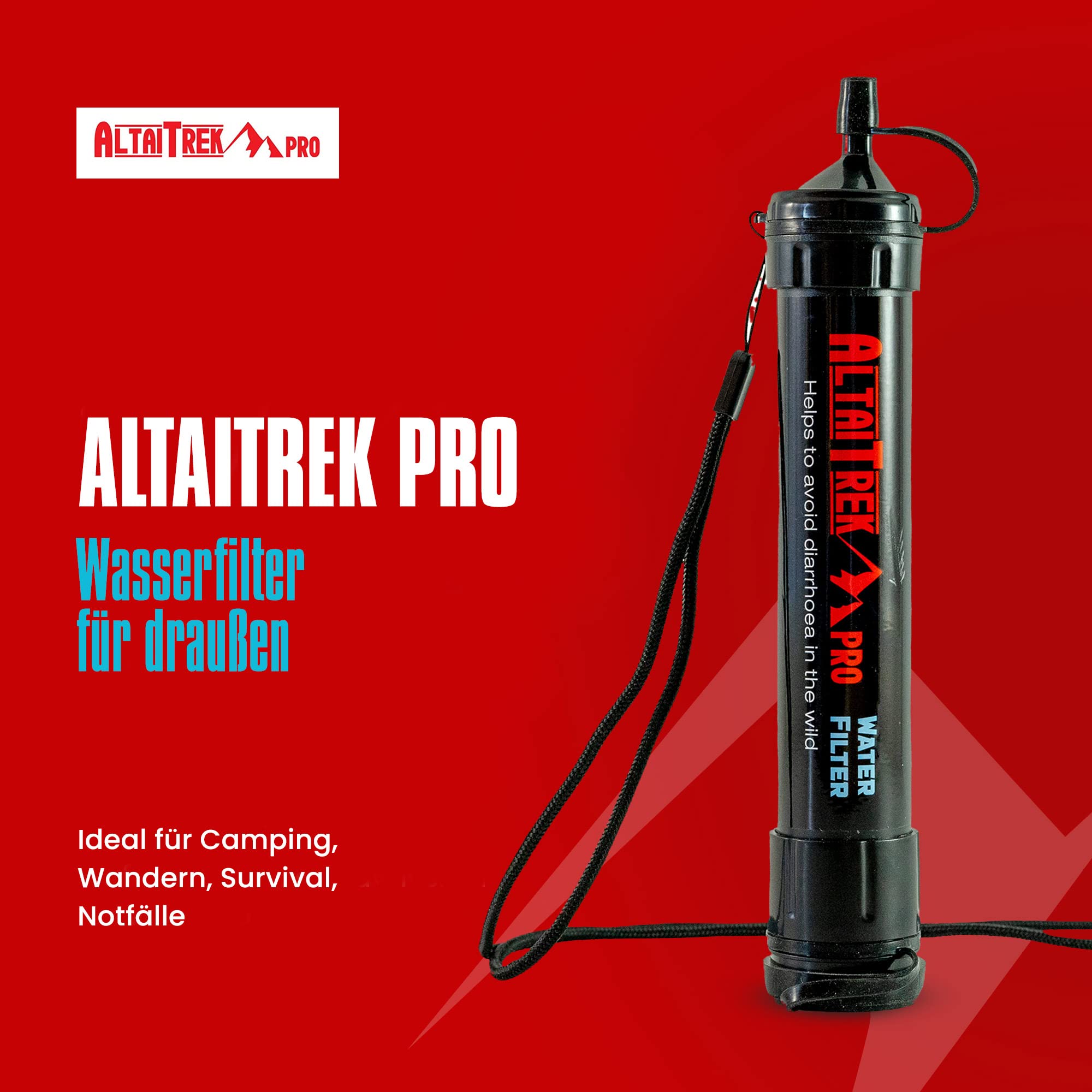 Produktbild von ALTAITREK PRO® Wasserfilter Wasserreinigungsgerät Nützlich Für Notfälle Und Überleben, Outdoor-Aktivitäten, Camping Und Wandern Entfernt 99% Der Bakterien ZWEI STÜCK