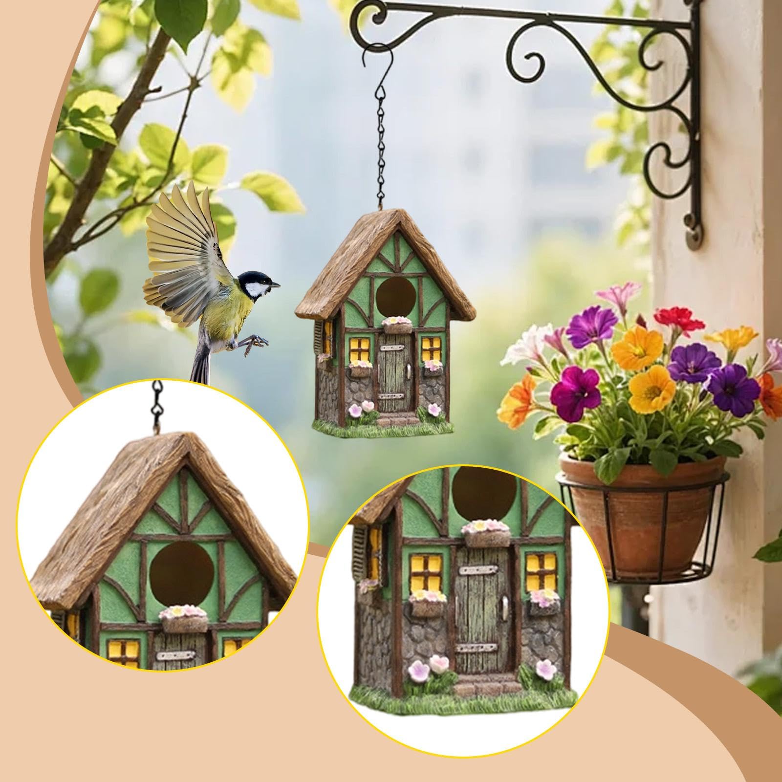 Harilla Nichoir Suspendu d'extérieur, nichoir champêtre pour, Style Cottage, boîte à Oiseaux Originale pour Jardin.